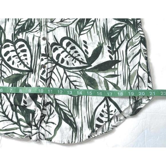 Tahari White and Green Floral Sleeveless Button Up Shirt Women's Size M - Picture 4 of 9